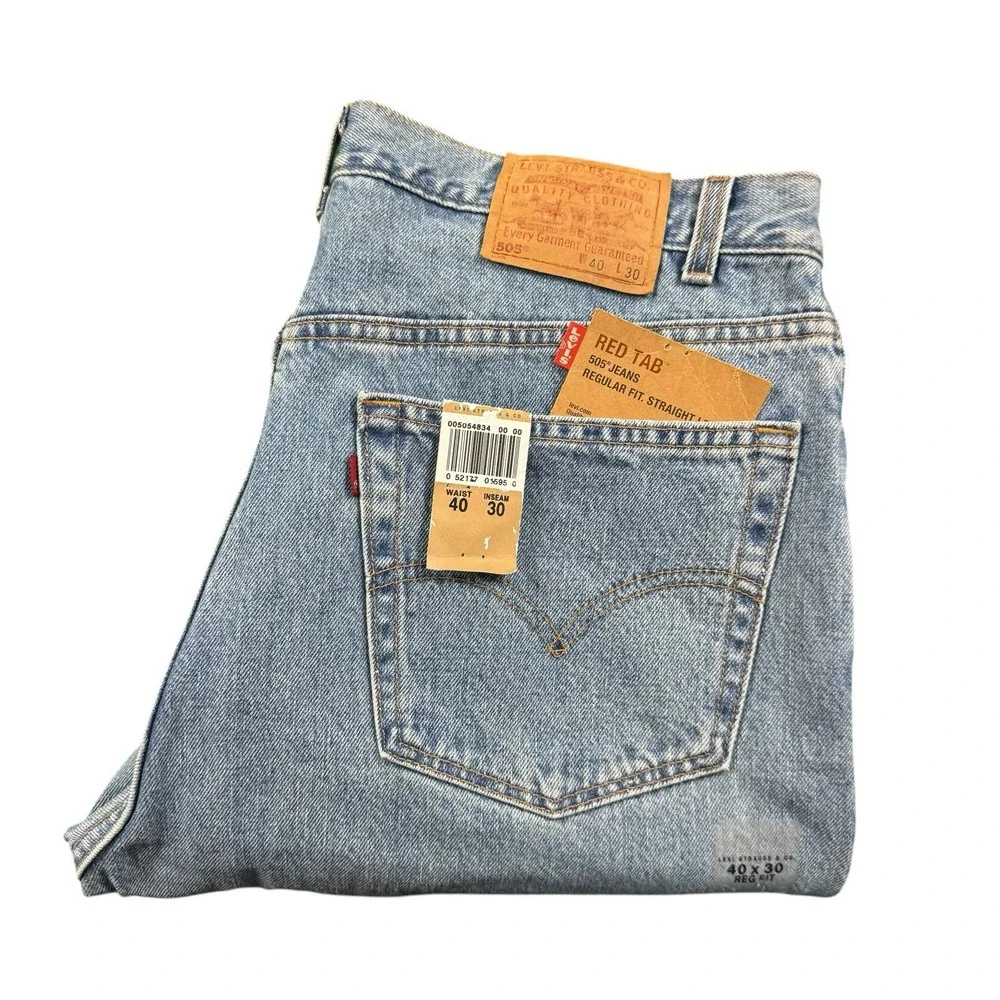Vintage Levis 505 Straight Leg Mens 40x30 Red Tab Deadstock NWT USA
